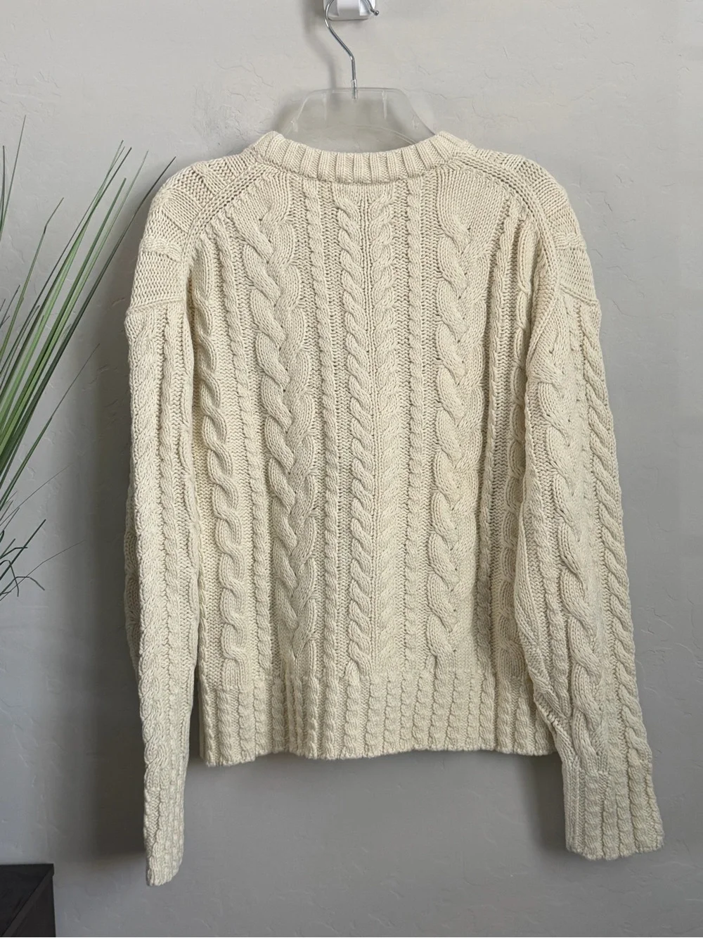 J.Crew NWT Fisherman Sweater 100% Cotton Cable Knit Cream Ivory Medium